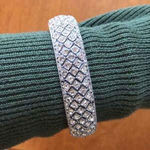 Quilted detail rhinestone and sterling bracelet